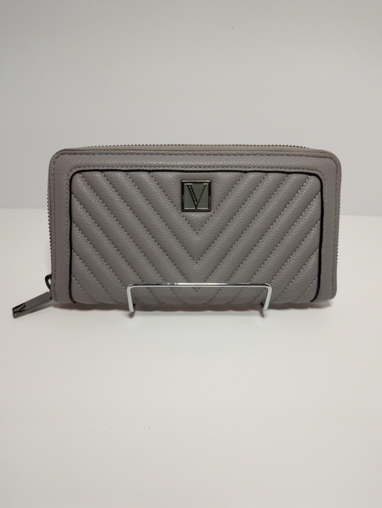 Victoria's Secret Handbags - Victoria's Secret Quilted Zip-Around Wallet w/ V Monogram Logo Grey